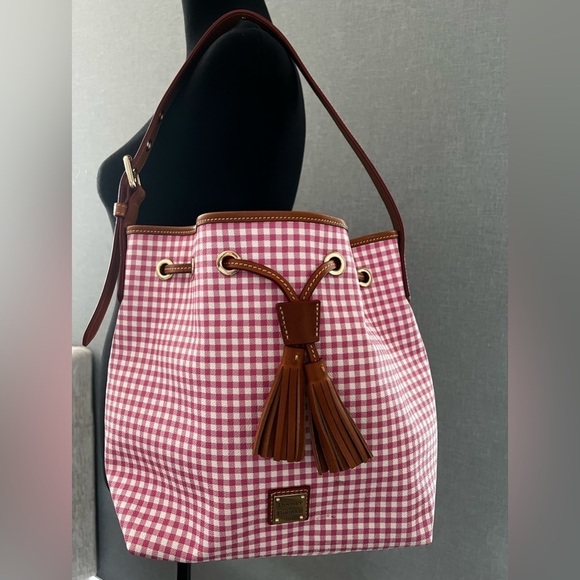 DOONEY & BOURKE GINGHAM AIMEE DRAWSTRING - PINK and WHITE - NEVER USED - - Picture 2 of 11